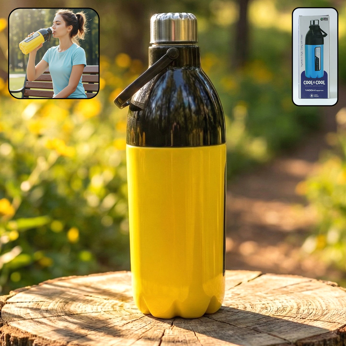 1400 ML Large Capacity Water Bottle with Strap - Leakproof for Travel & Gym - Happy Price - Image 2