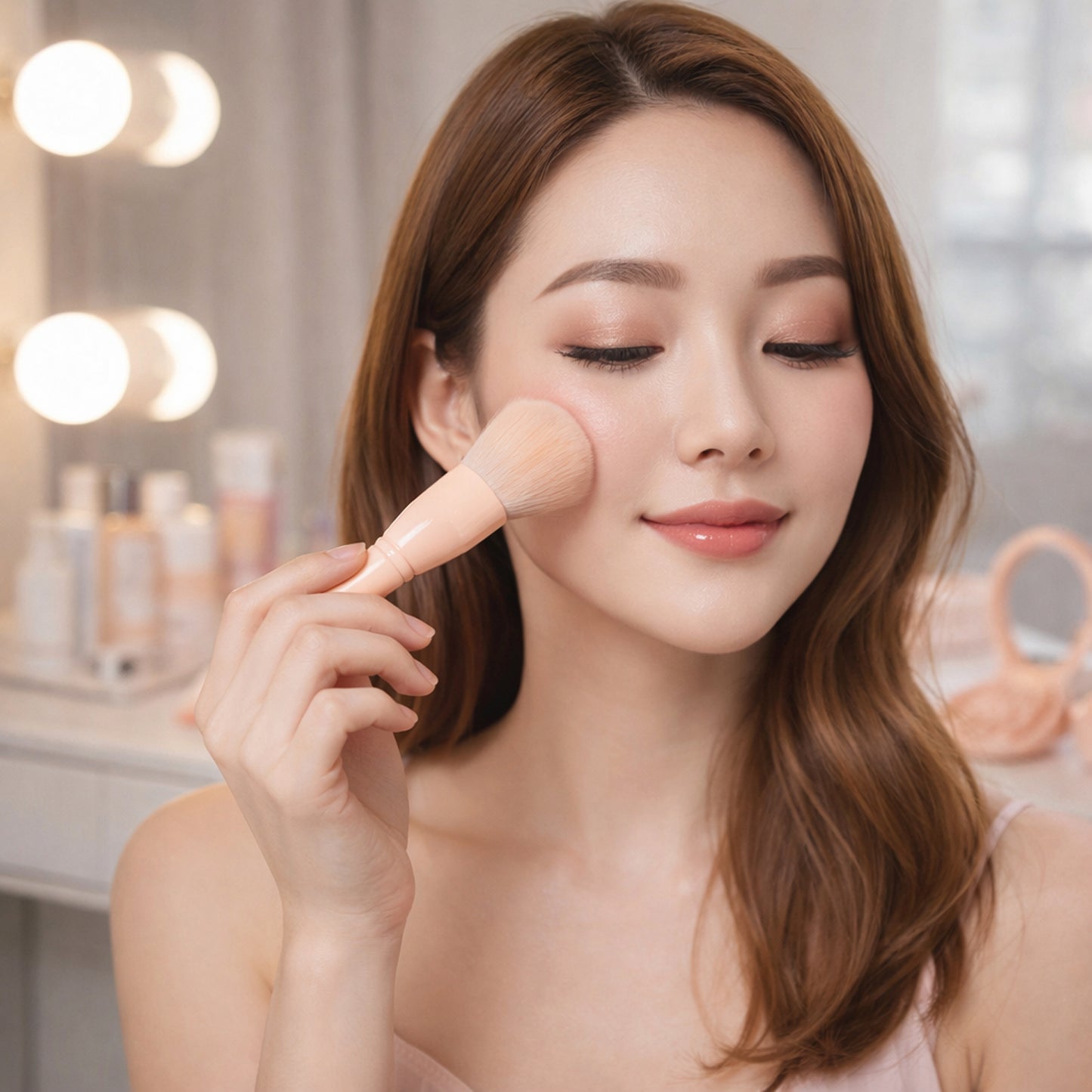 5-in-1 Makeup Brush Set with Mirror and Compact Case - Happy Price - Image 6