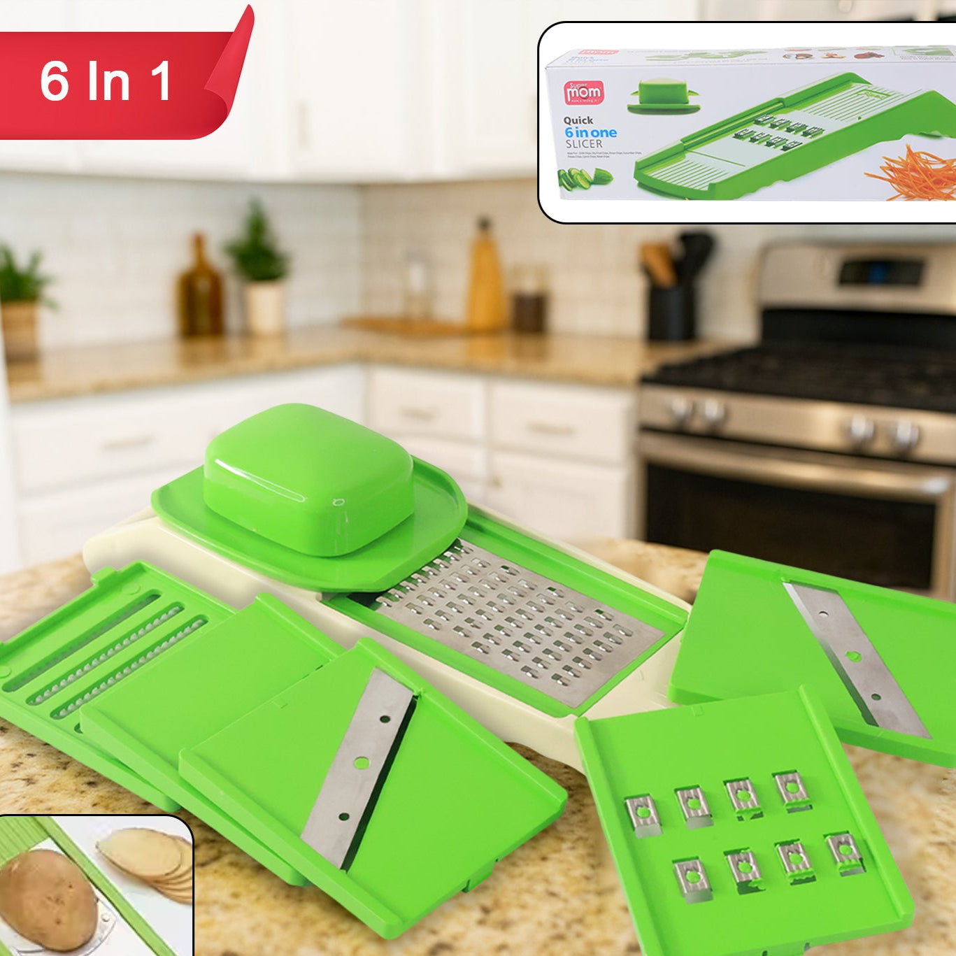 HappyPrice 6-in-1 Multipurpose Vegetable Slicer with Stainless Steel Blades - Happy Price - Image 1