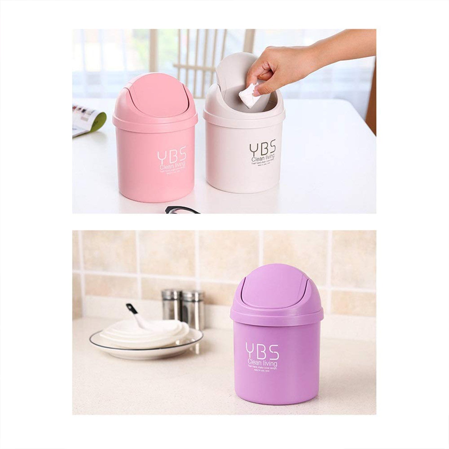 Mini Trash Can With Lid Small Tiny Trash Bin (18x13 Cm  1 Pc) - Happy Price - Image 6