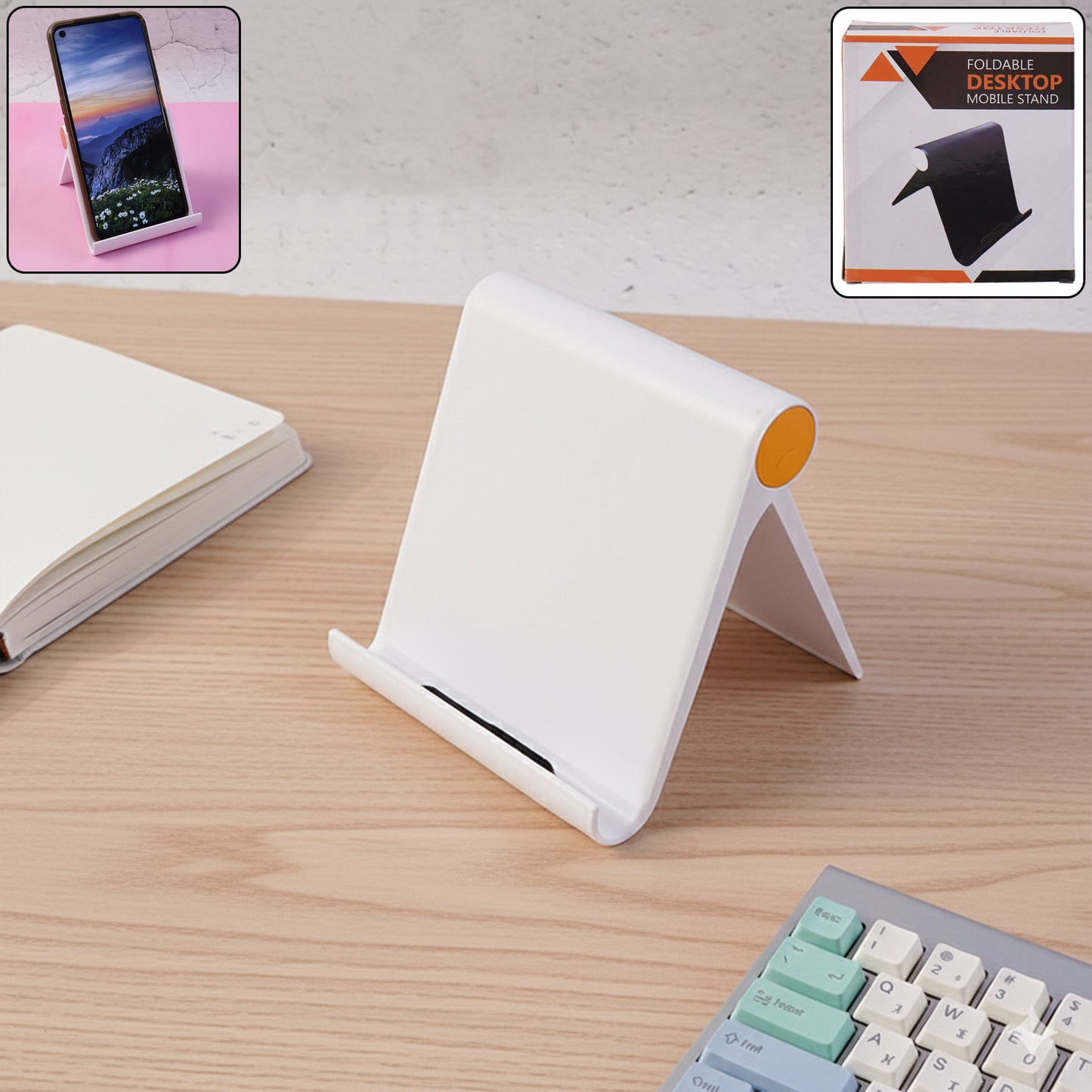 White Foldable Plastic Mobile Stand for Desktops (1 Pc) - Happy Price - Image 6
