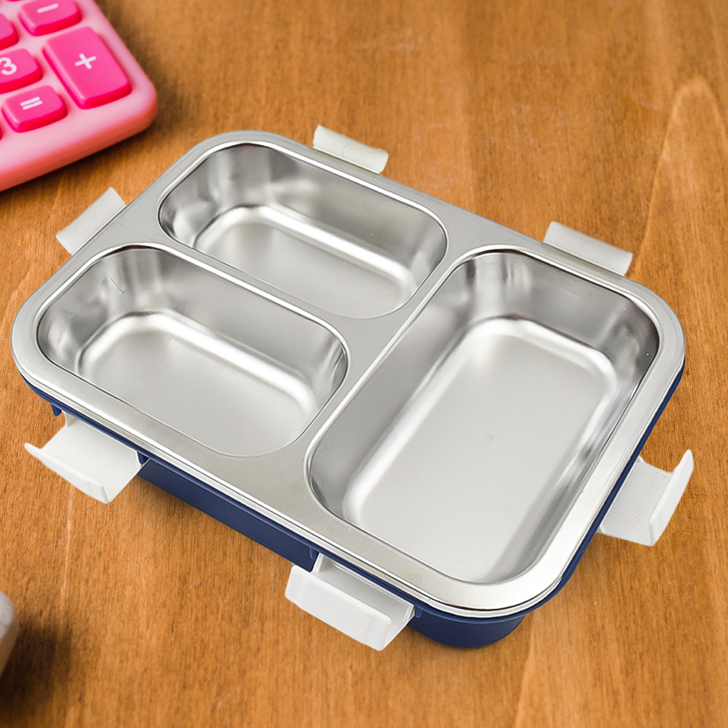 3 Compartment Transparent Stainless Steel Lunch Box For Kids Tiffin Box Lunch Box Lunch Box For Kids Insulated Lunch Box Lunch Box For Office Women And Men Stainless Steel Tiffin Box For Boys Girls School Office - Happy Price - Image 5