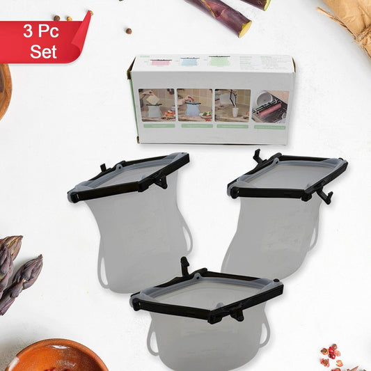 Reusable Silicone Food Storage Bag 3 Bag Set Leakproof Lock Reusable Flat Bottom Freezer Bags Sandwich Bags  Silicone Food Grade Kids Snack Bags  Bpa Free Microwave Dishwasher Safe - Happy Price - Image 1