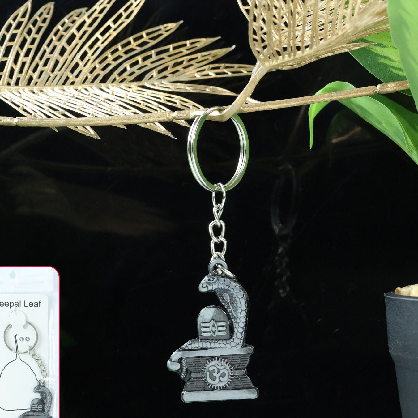 Lord Shiva Lingam with Serpent Silver Keychain (1 Pc) - Happy Price - Image 1