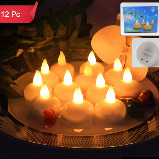 12 Pcs LED Floating Lotus Candles with Water Sensor - Flameless & Smokeless - Happy Price - Image 1