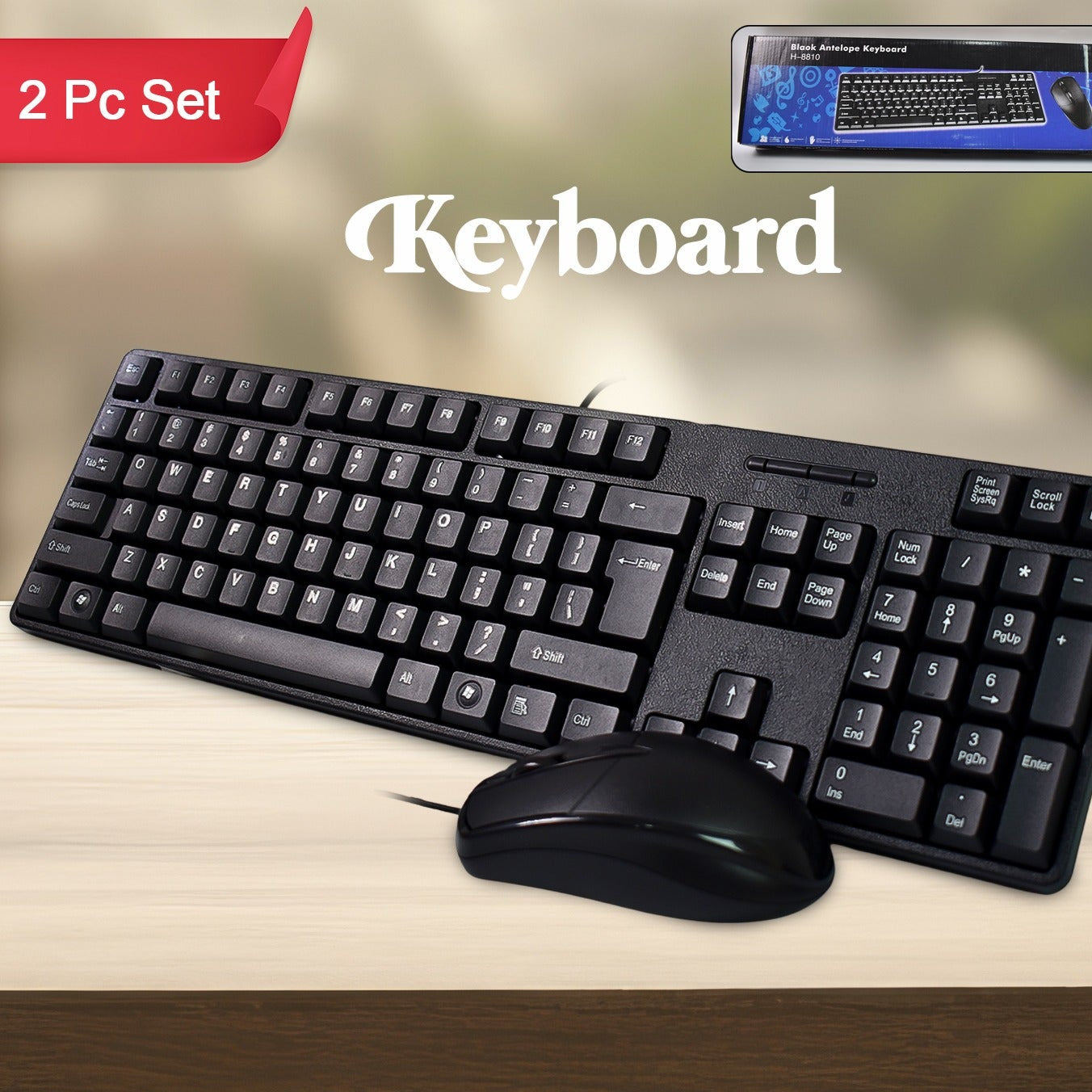 Wired Usb Keyboard 107 Keys  Mouse Set (2 Pc Set) - Happy Price - Image 1