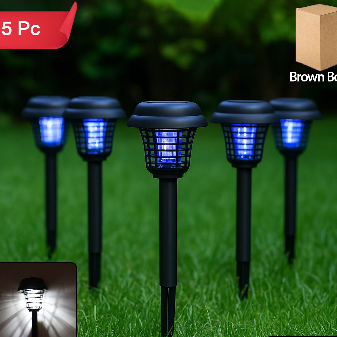 5 Pc Solar Mosquito Killer Garden Light - Outdoor Bug Zapper Lamp - Happy Price - Image 1