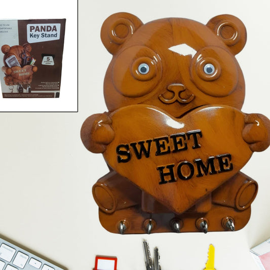 Cute Plastic Panda Key Holder Wall Key Rack With 5 Hooks (1 Pc) - Happy Price - Image 1