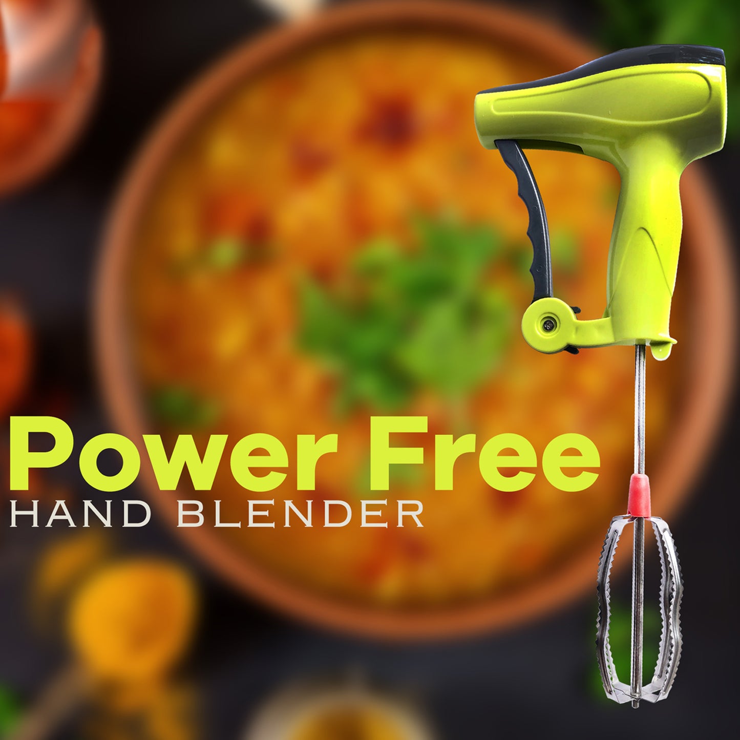 Power Free Manual Hand Blender With Stainless Steel Blades Milk Lassi Maker Egg Beater Mixer Rawai - Happy Price - Image 4