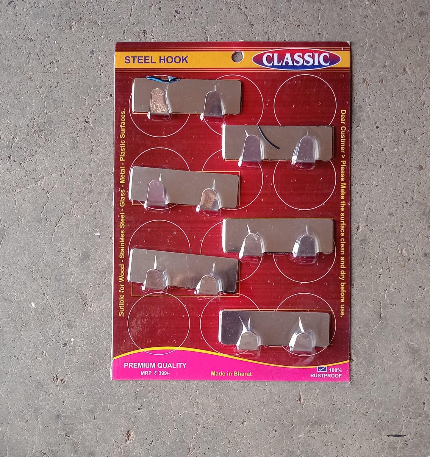 Multipurpose  Stainless Steel Self Adhesive Wall Hanging Hooks Sticker Hooksuitable For Wall Paper Calender Bathroom Tiles Kitchen Key Hange And Etc Double Hook (6 Pc Set) - Happy Price - Image 7