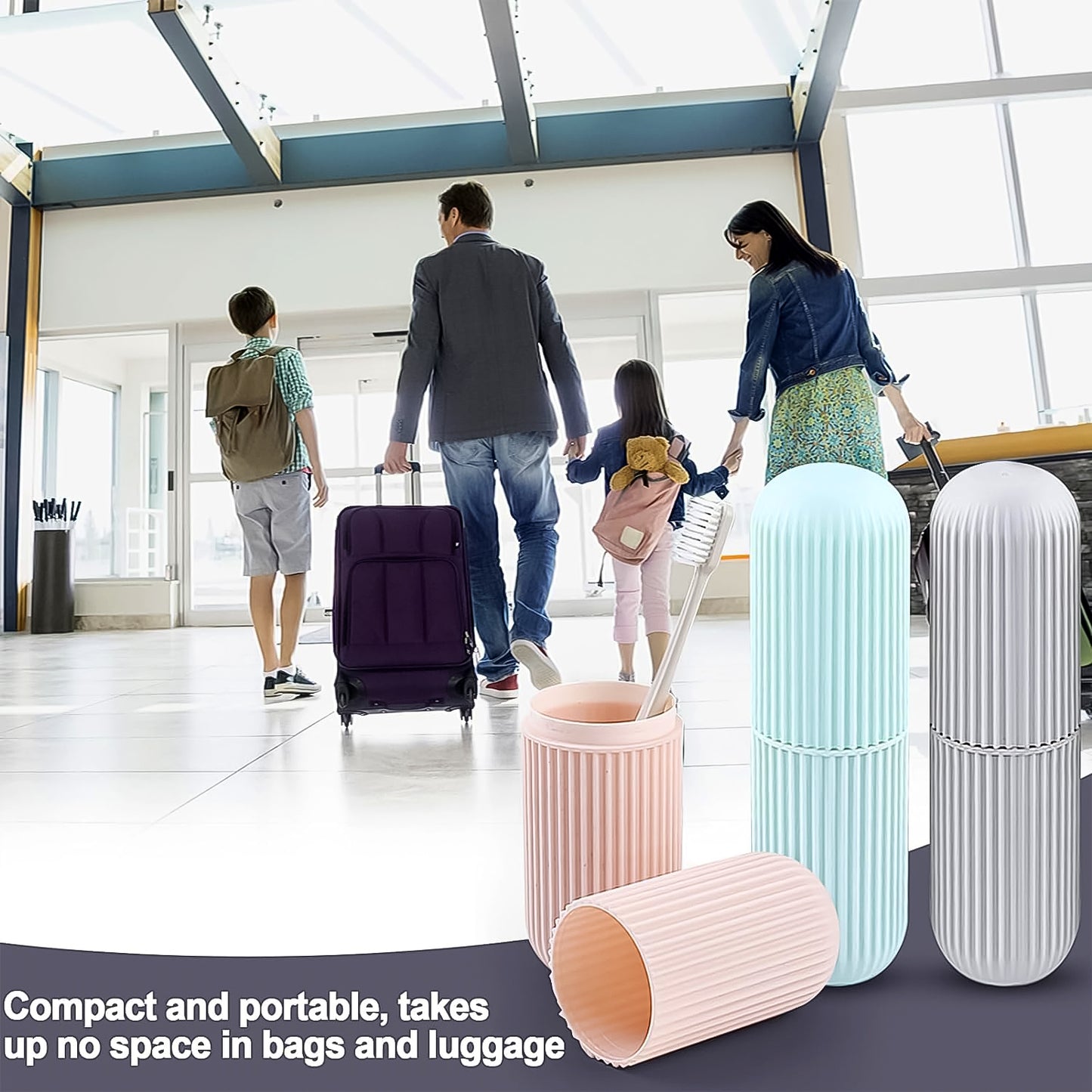 Capsule Shape Travel Toothbrush Toothpaste Case Holder (Multicolor  3 Pcs Set) - Happy Price - Image 5