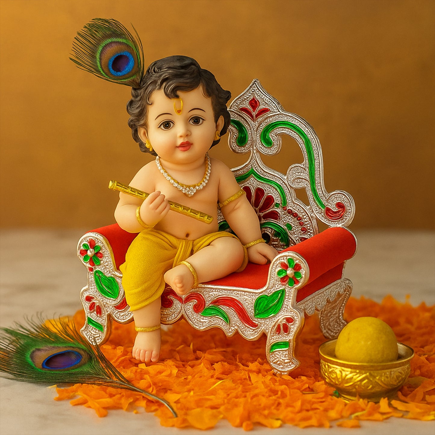 Plastic Decorative Small Singhasan For Laddu Gopal Krishna Ji Or Ganesha Idol (1 Pc) - Happy Price - Image 5