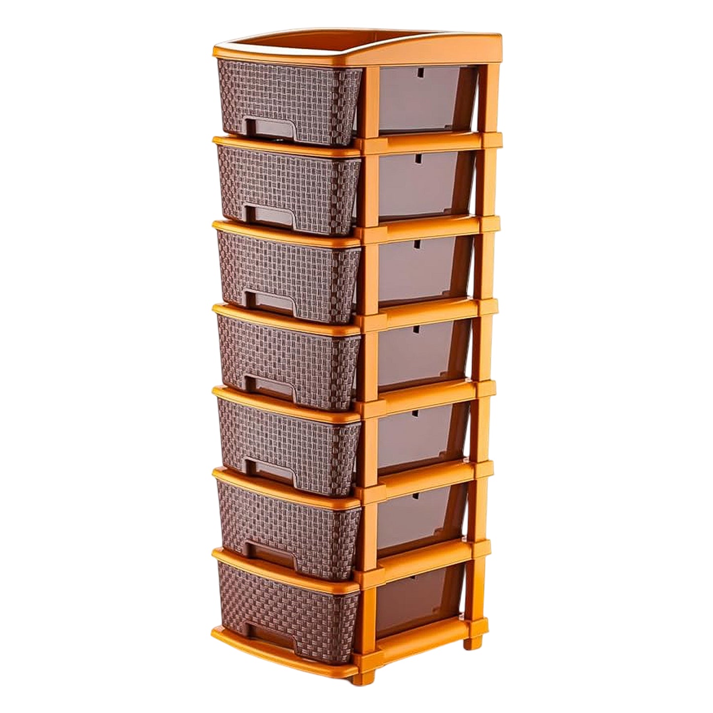 7-Layer Plastic Drawer Organizer Cabinet with Woven Texture - Stackable Storage Unit - Happy Price - Image 5