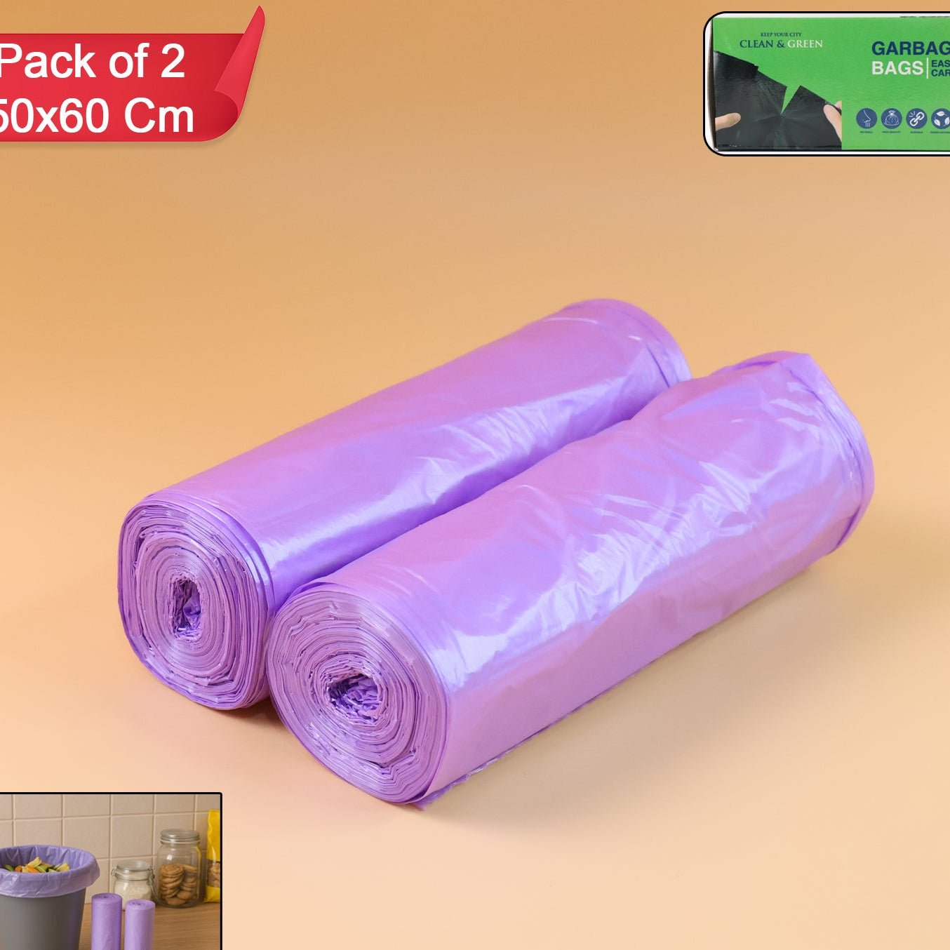 Durable Garbage Bags 50x60 Cm - 2 Rolls for Home & Office - Happy Price - Image 1