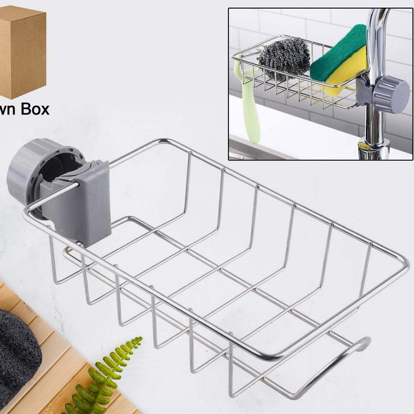 Stainless Steel Faucet Holder for Kitchen Sink - Sponge & Soap Organizer (1 Pc) - Happy Price - Image 1
