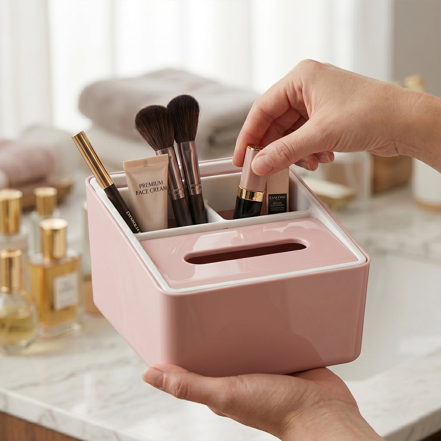 Plastic Compartment Organizer Box with Tissue Holder - 1 Pc - Happy Price - Image 6