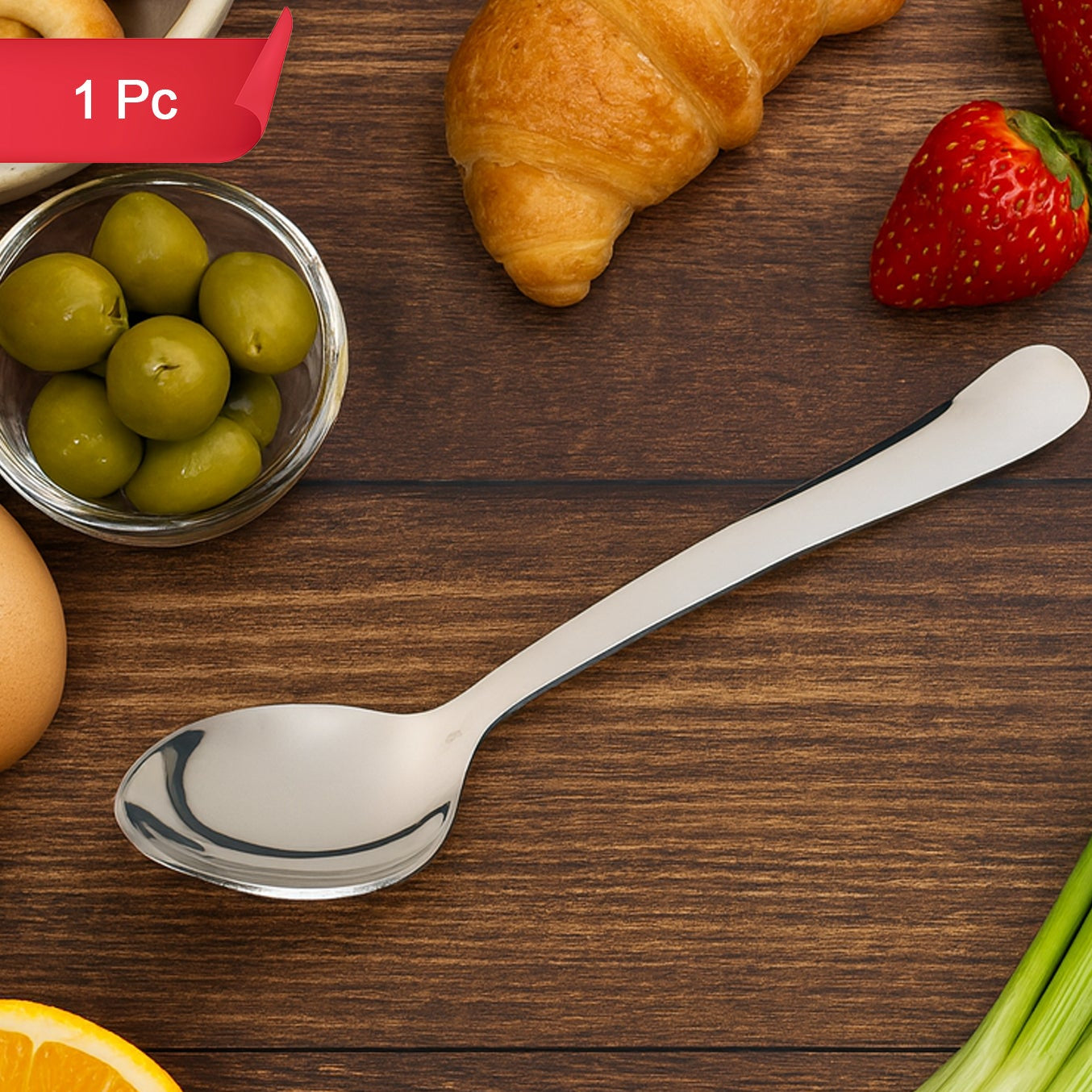 Durable Stainless Steel Dining Spoon - 1 Pc - Happy Price - Image 1