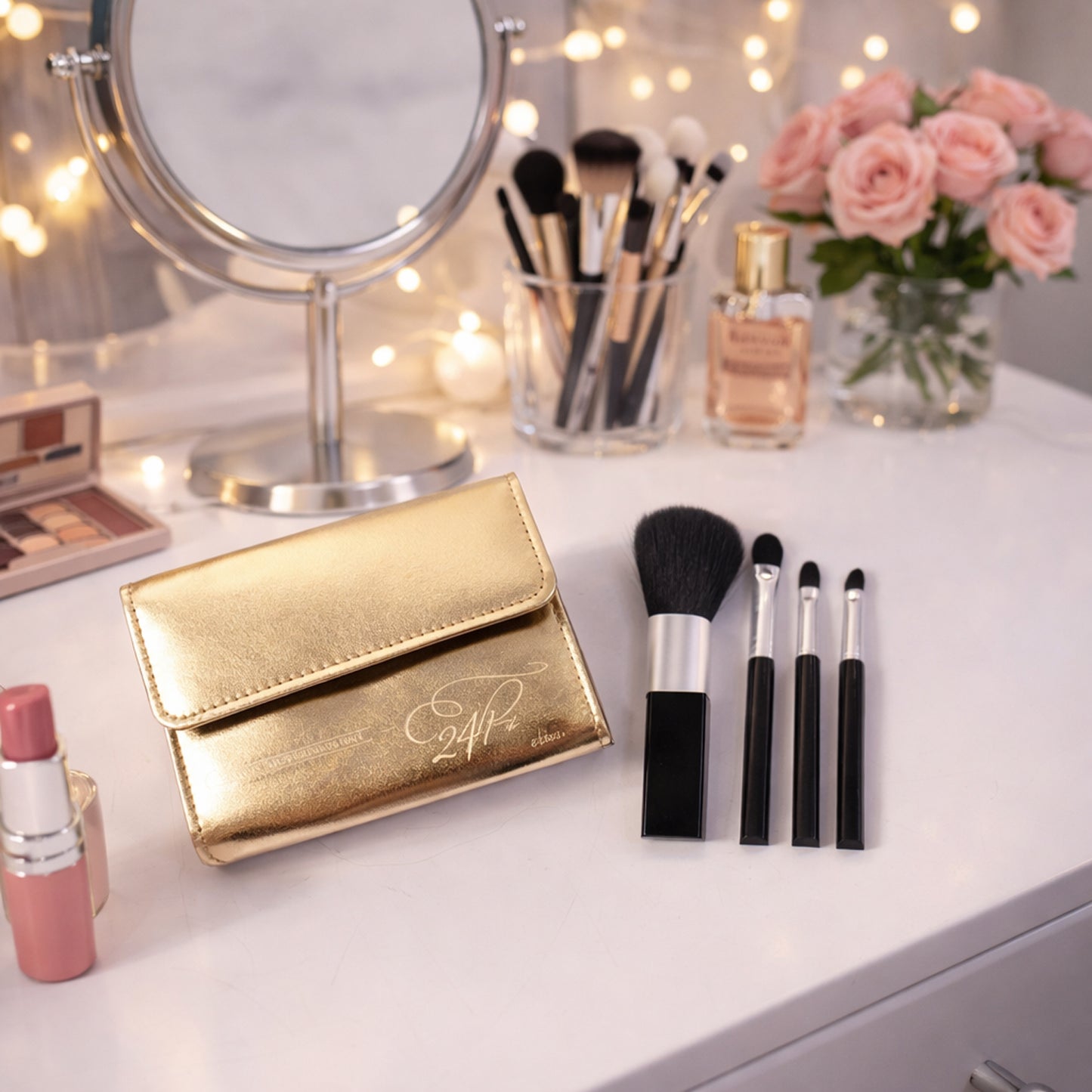 4-in-1 Makeup Brush Kit with Travel Pouch (1 Set) - Happy Price - Image 2