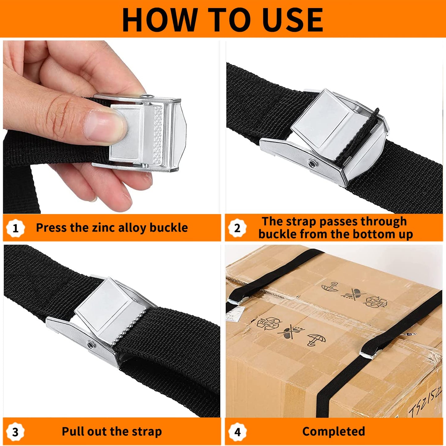2 Pcs Luggage Securing Straps - 75 cm Adjustable Cargo Belts with Metal Buckles - Happy Price - Image 4