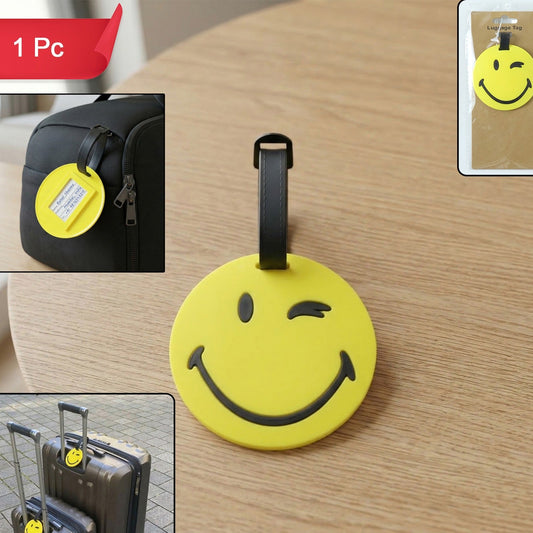 Cute Smiley Face Round Travel Identification Luggage Bag Tag (1 Pc)