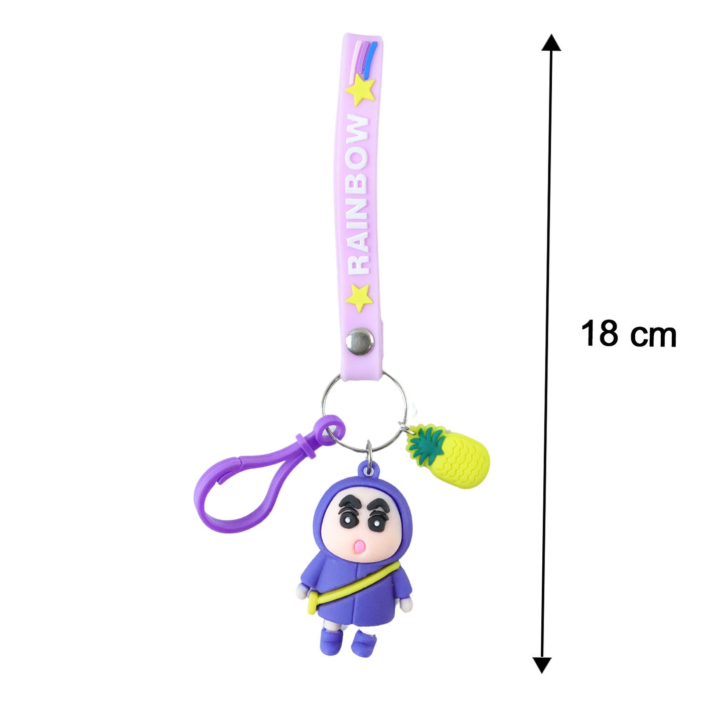 Cute Cartoon Doll Keychain With Strap And Pineapple Charm (1 Pc)