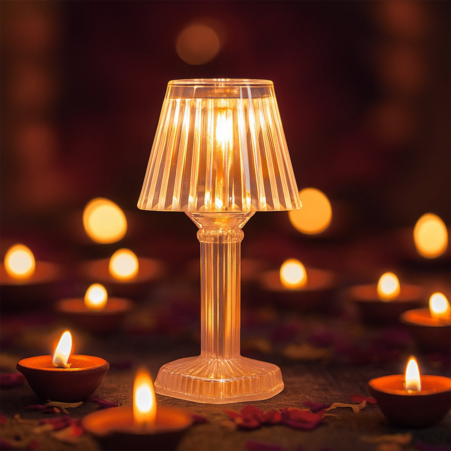 Set of 12 Crystal Effect LED Table Lamps - Battery Operated Decorative Lights - Happy Price - Image 3