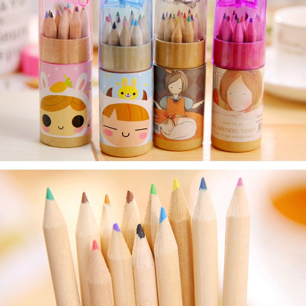 12 Colouring Pencils Kids Set Pencils Sharpener Mini Drawing Colored Pencils With Sharpener Kawaii Manual Pencil Cutter Coloring Pencil Accessory School Supplies For Kid Artists Writing Sketching - Happy Price - Image 4