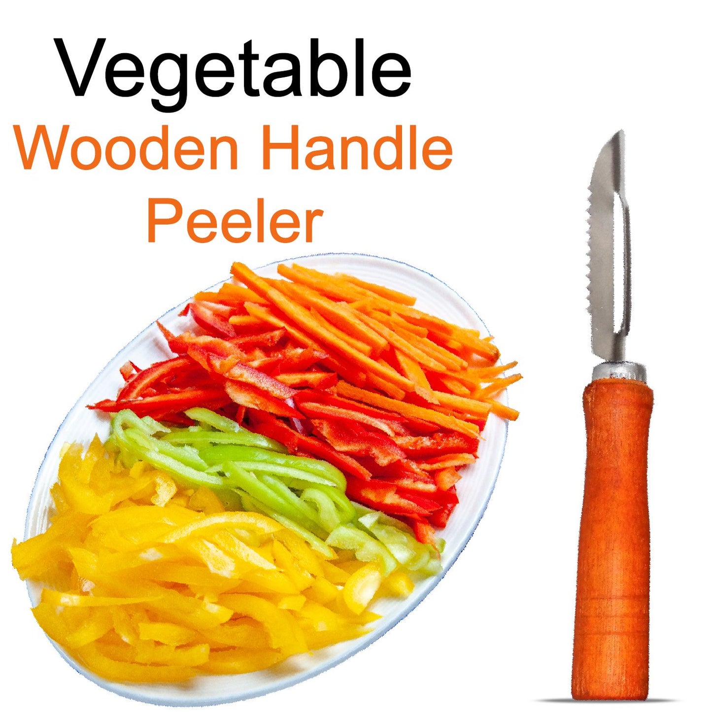 Wooden Handle Stainless Steel Vegetable & Fruit Peeler - Happy Price - Image 2
