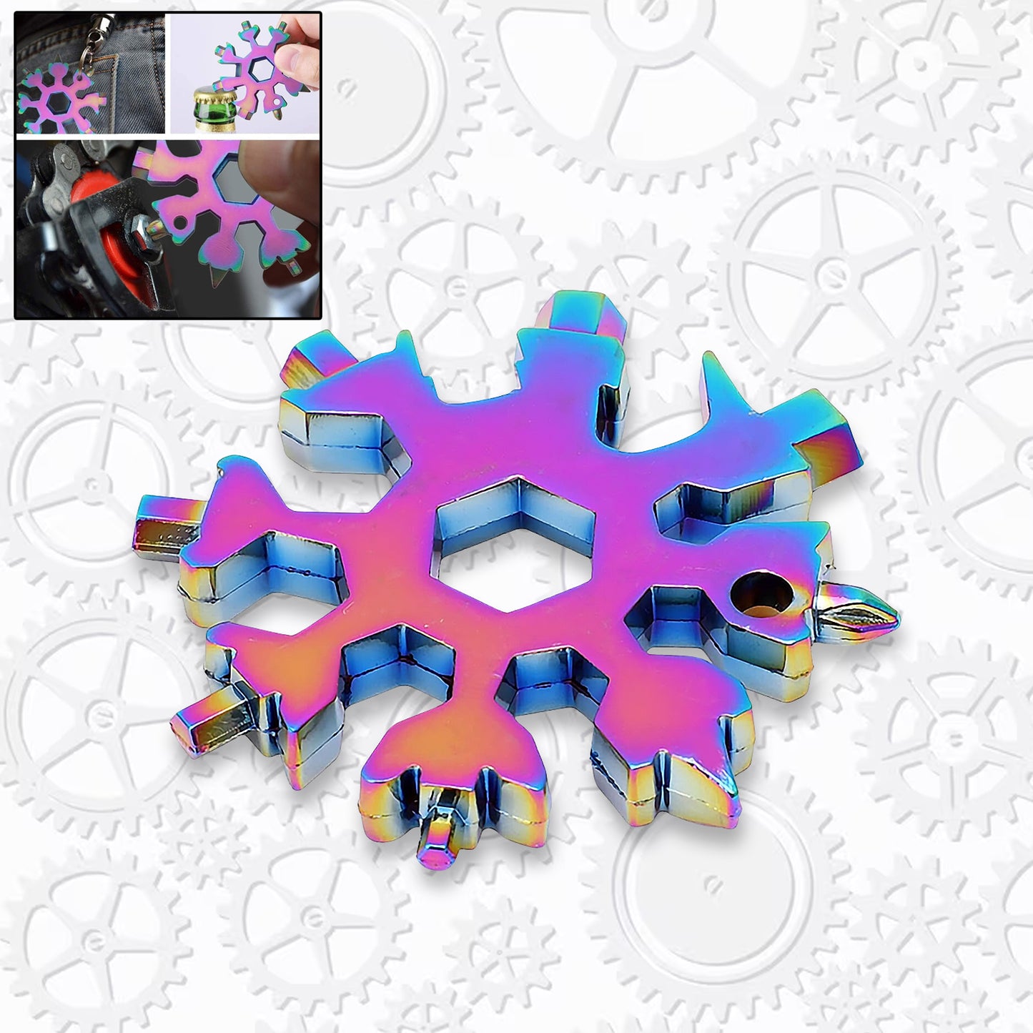Durable  Portable 18 In 1 Snowflake Multi-tool Snowflake Bottle Opener Flat Phillips Screwdriver Kit Wrench - Happy Price - Image 2