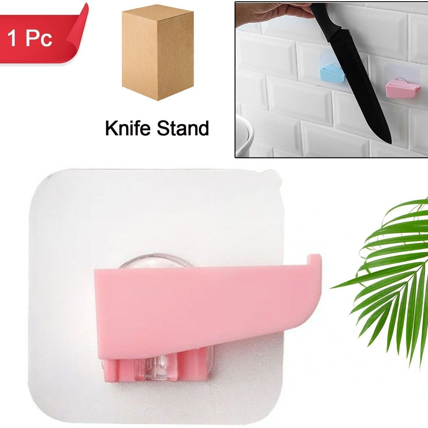 Punch-free Wall Hanging Knife Holder  Stand Knife Holder Kitchen Supplies Tool Holder Insert Knife Shelf Storage Rack (1 Pc ) - Happy Price - Image 1