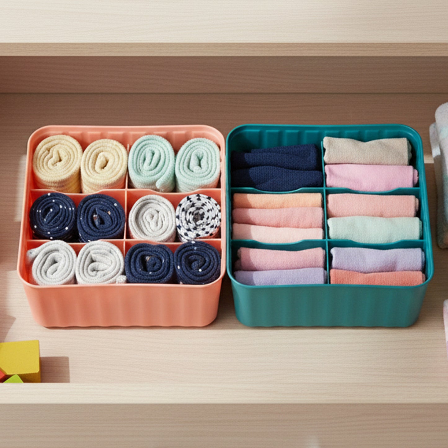 Set of 2 Square Storage Boxes with 6 Compartments Each - Happy Price - Image 7