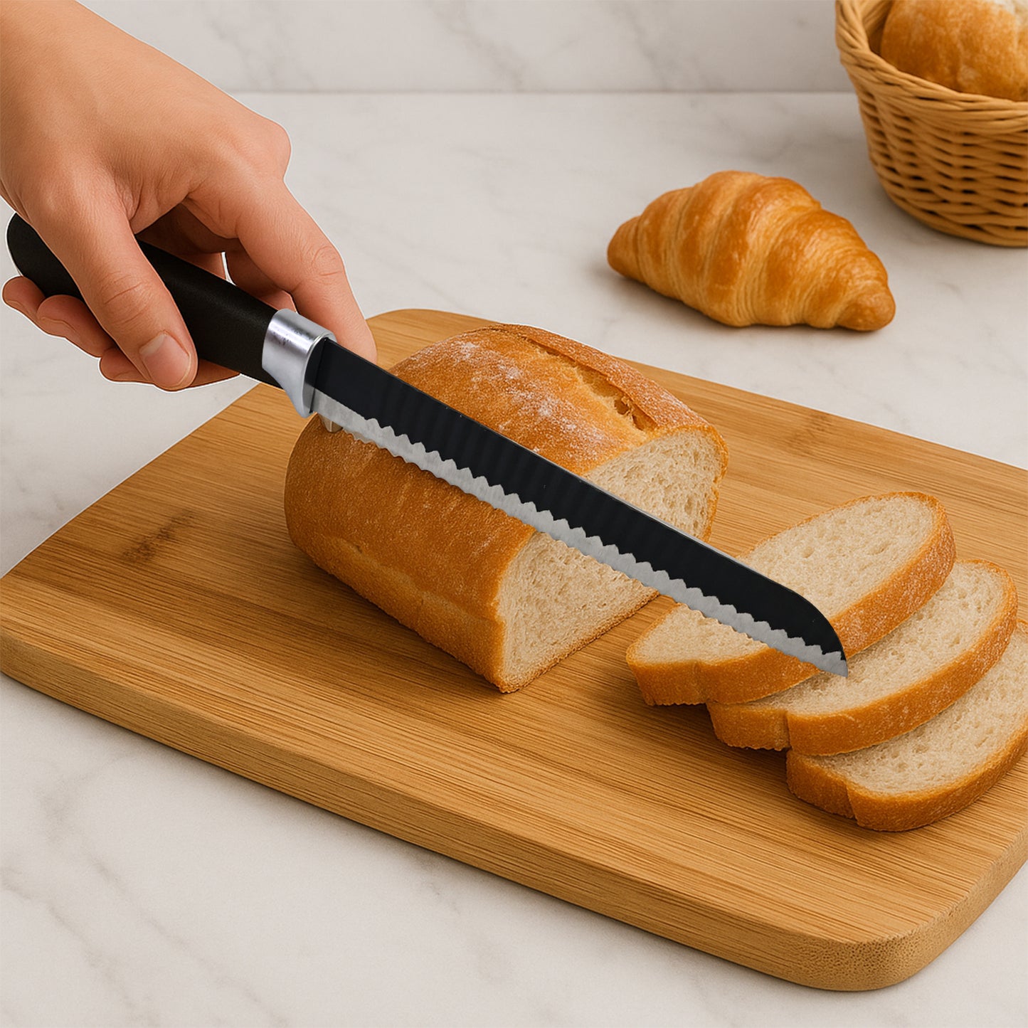 32cm Serrated Bread Knife with Ergonomic Handle for Effortless Slicing - Happy Price - Image 6