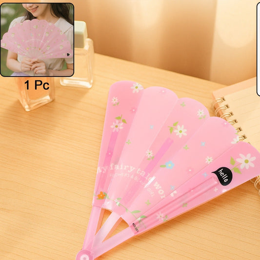 Floral Print Foldable Hand Fan - Portable & Battery-Free Cooling (1 Pc) - Happy Price - Image 1