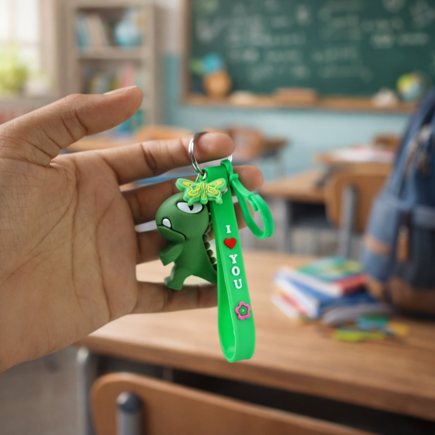 Cute Dinosaur Silicone Keychain with Strap - 1 Pc - Happy Price - Image 5