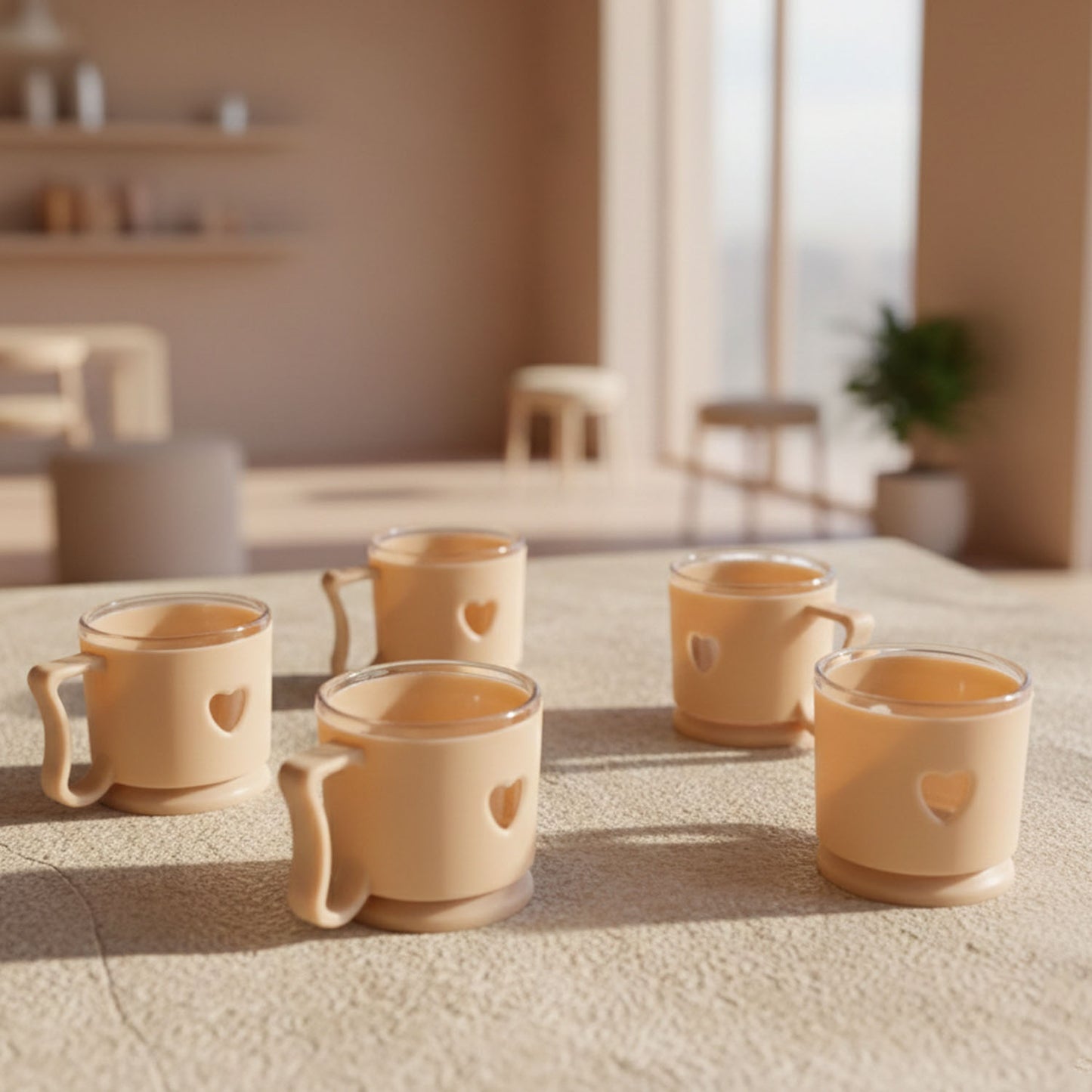 Mini Tea Coffee Mugs Set - 100ml, 6 Pc, Heart Design - Happy Price - Image 6