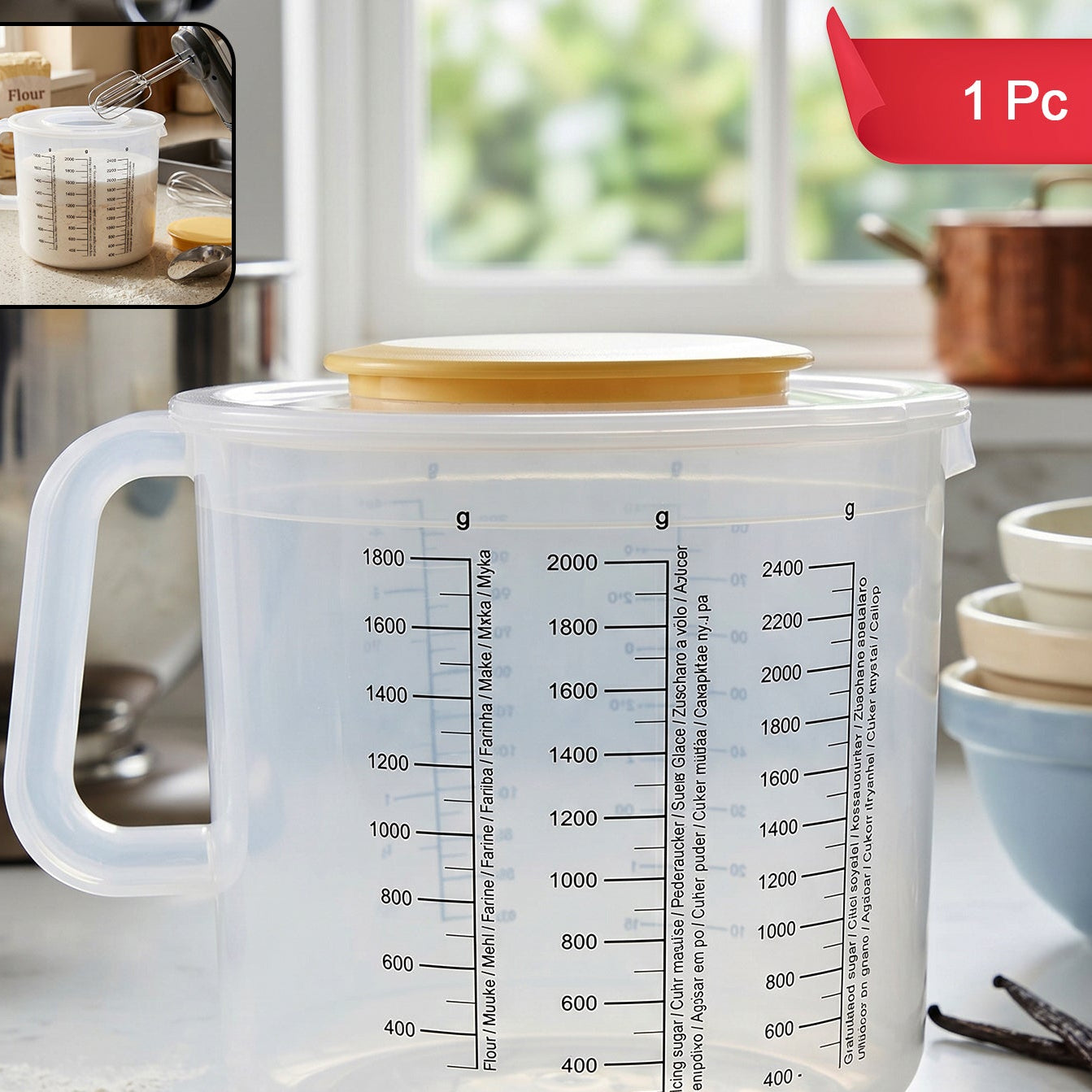 Large Capacity Food Measuring Container with Lid - 2000g Dry Ingredient Storage Box, 1 Pc - Happy Price - Image 1
