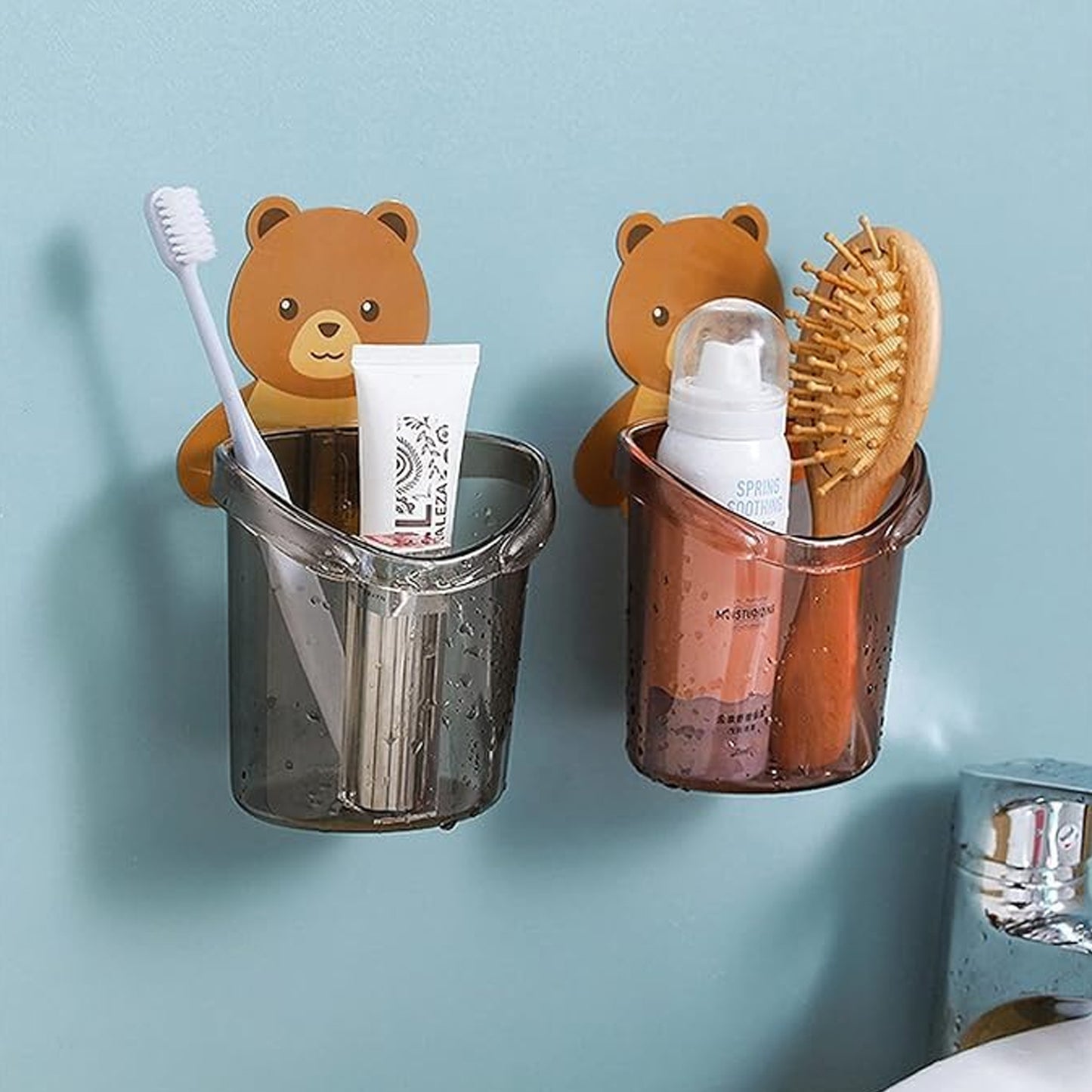 Cute Teddy Bear Toothbrush Holder for Kids - 3 Pc Set - Happy Price - Image 7