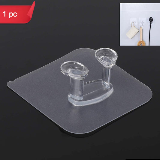 Transparent Self Adhesive Hook Seamless Drill Free Removable Wall Mounted Hanger As Toothbrush Holder Power Plug Socket Holder Waterproof And Oil Proof (1 Pc) - Happy Price - Image 1
