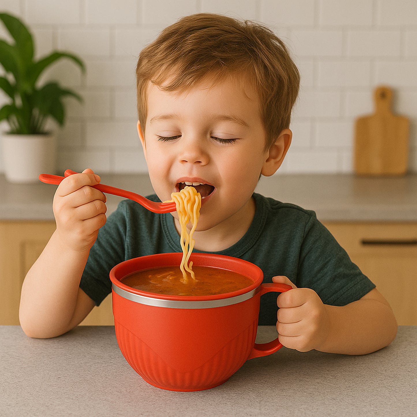 Supermom Refresh Insulated Soup Bowl with Lid, Spoon & Fork - 650ml - Happy Price - Image 6