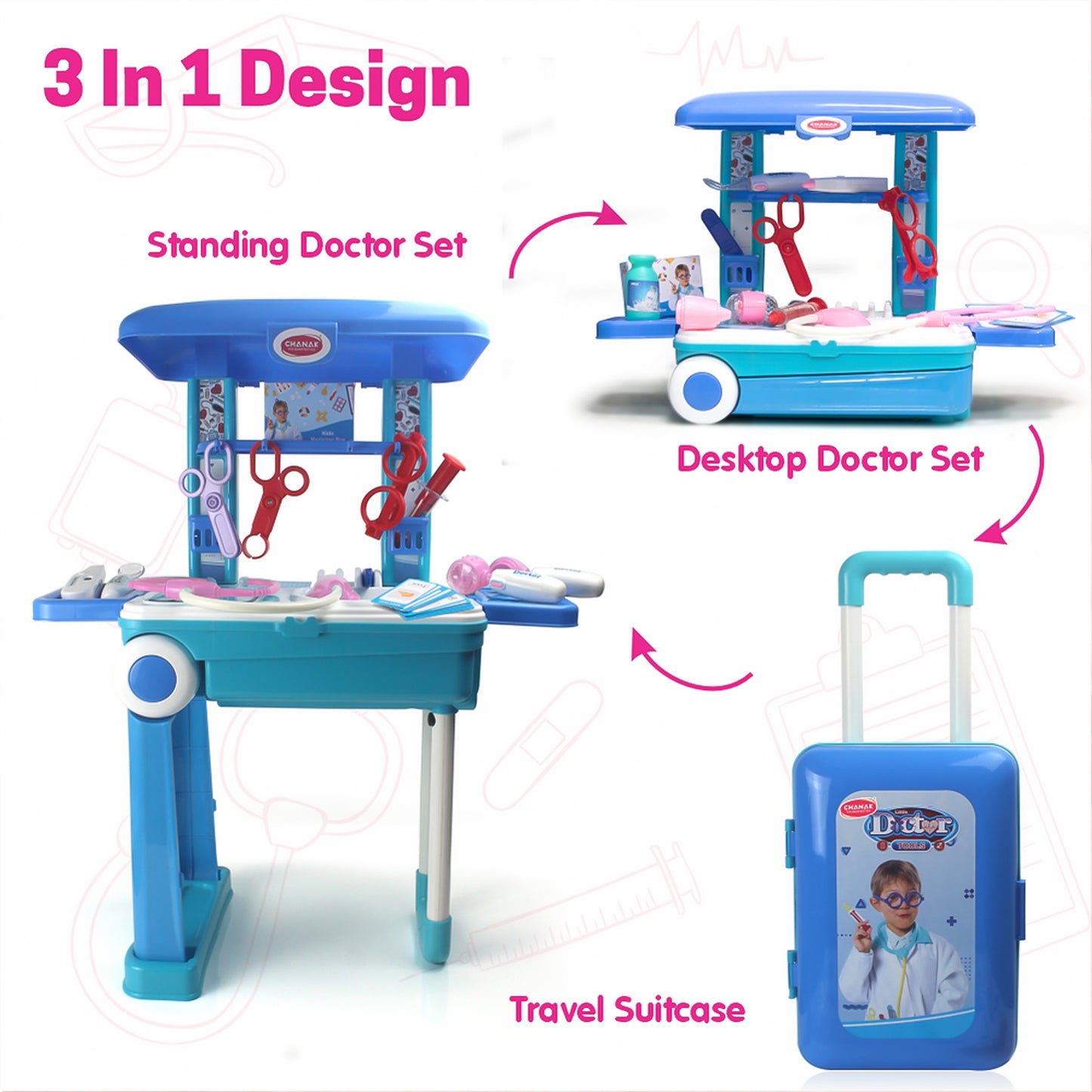 Premium Doctor Set Trolley Little Doctor Kids Toy (1 Set) - Happy Price - Image 4