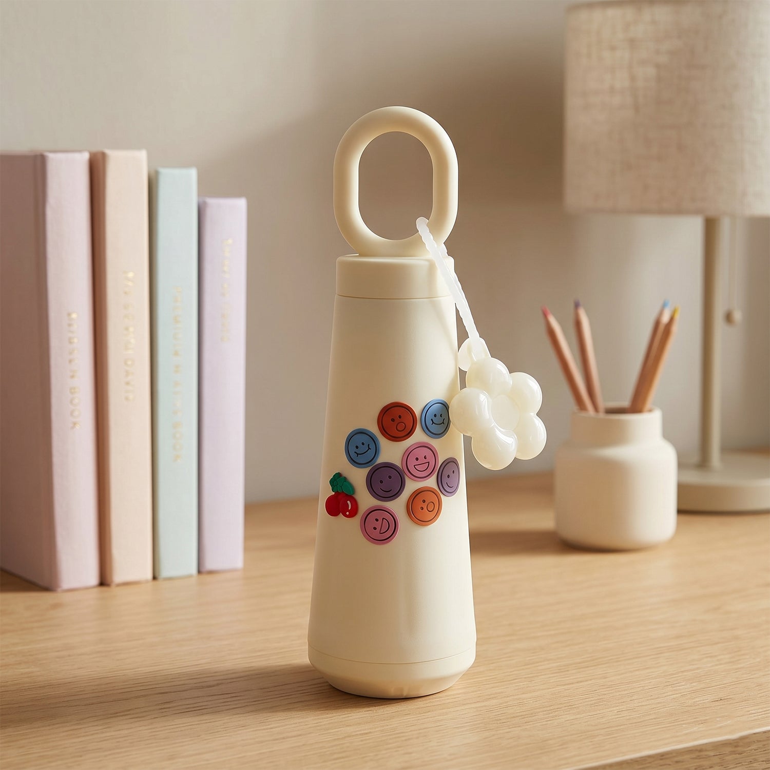 Stylish 500ml Glass Water Bottle with Handle and Charm - Portable for School & Travel - Great Price - Image 1