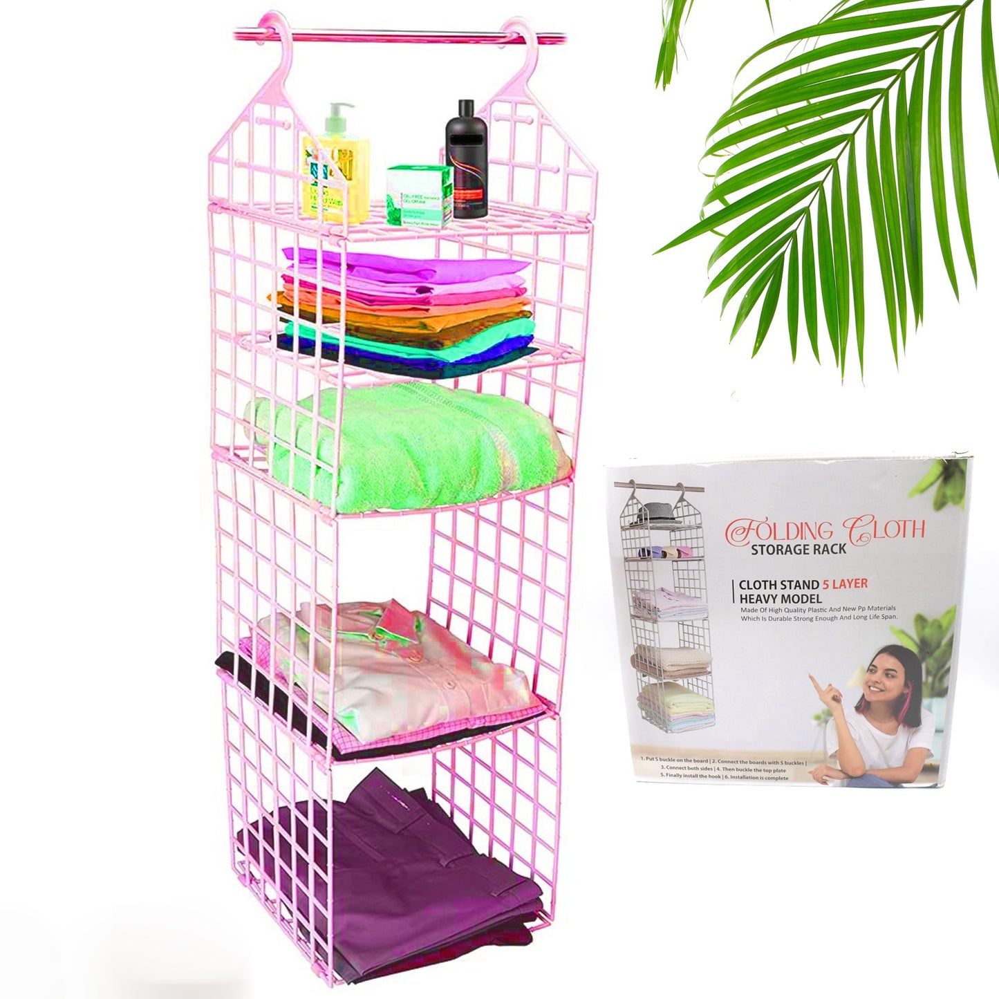 Multipurpose 5 Layer Folding Clothes Storage Rackscloset For Students Wardrobe Shelves Socks Scarf T-shirt Etchanging Organizer Storage Holders  Racks - Happy Price - Image 2