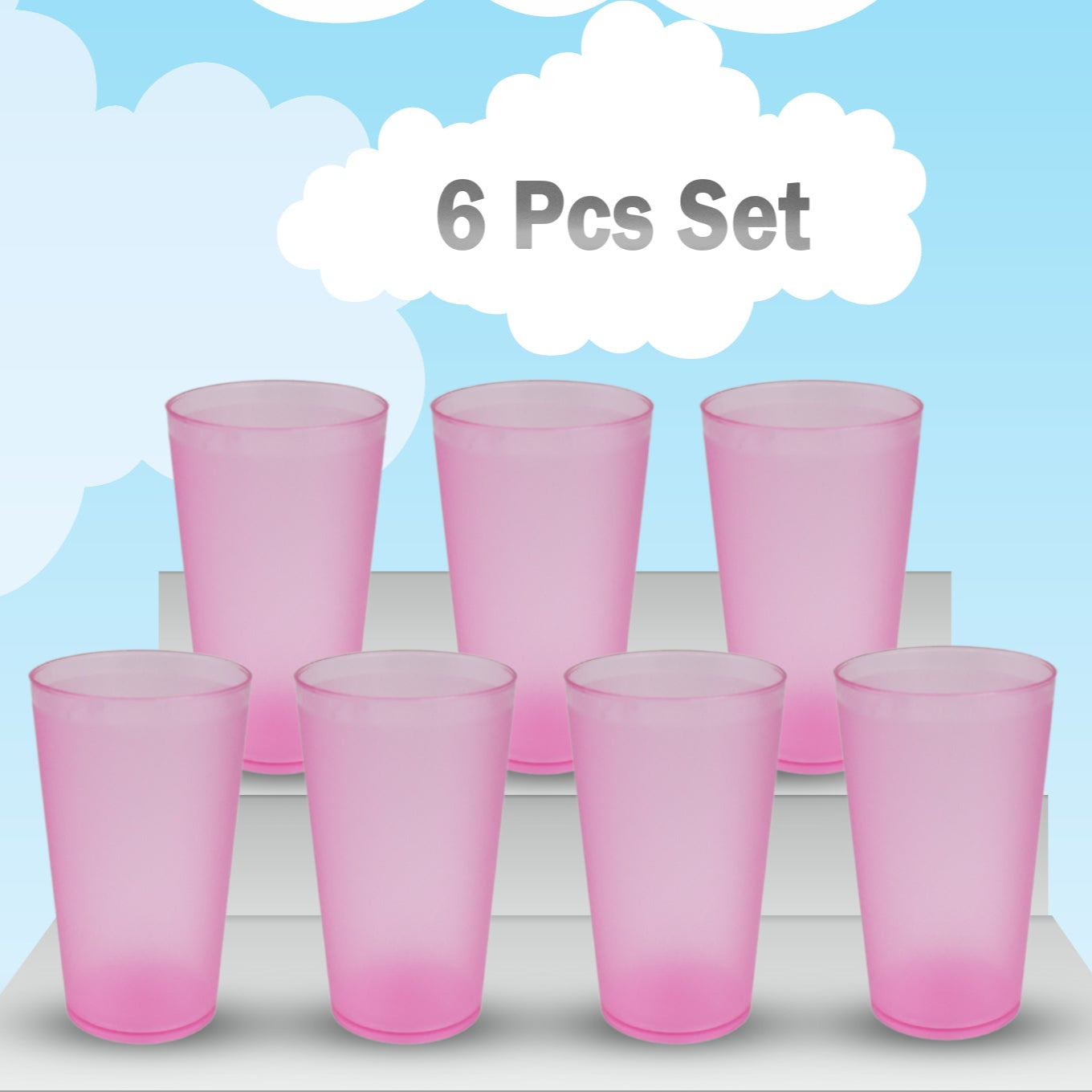 a 6 Pcs Large Plastic Glass 300ml Used In All Kinds Of Kitchen And Official Purposes For Drinking Water And Beverages Etc. - Happy Price - Image 1