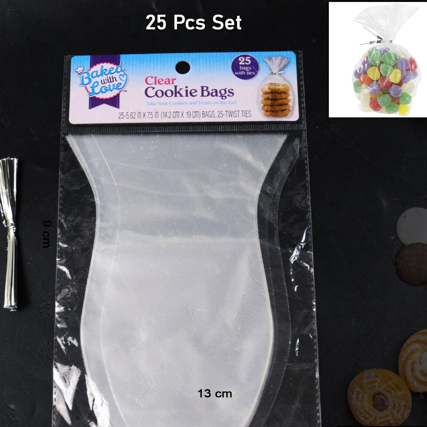 Clear Cookie Bags Gift Bag Clear Flat Treat Bags (25 Pcs Set) - Happy Price - Image 1