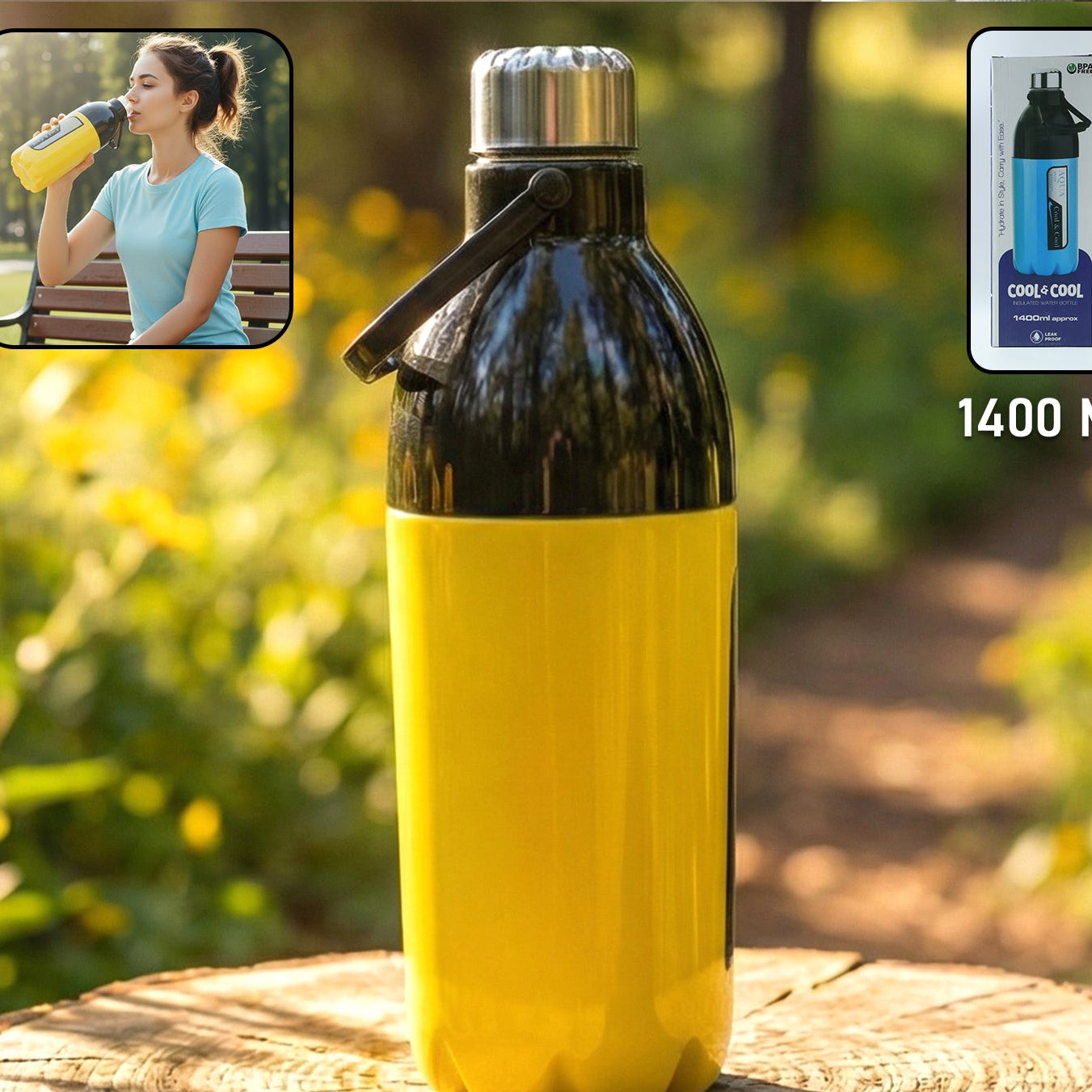 1400 ML Large Capacity Water Bottle with Strap - Leakproof for Travel & Gym - Happy Price - Image 1