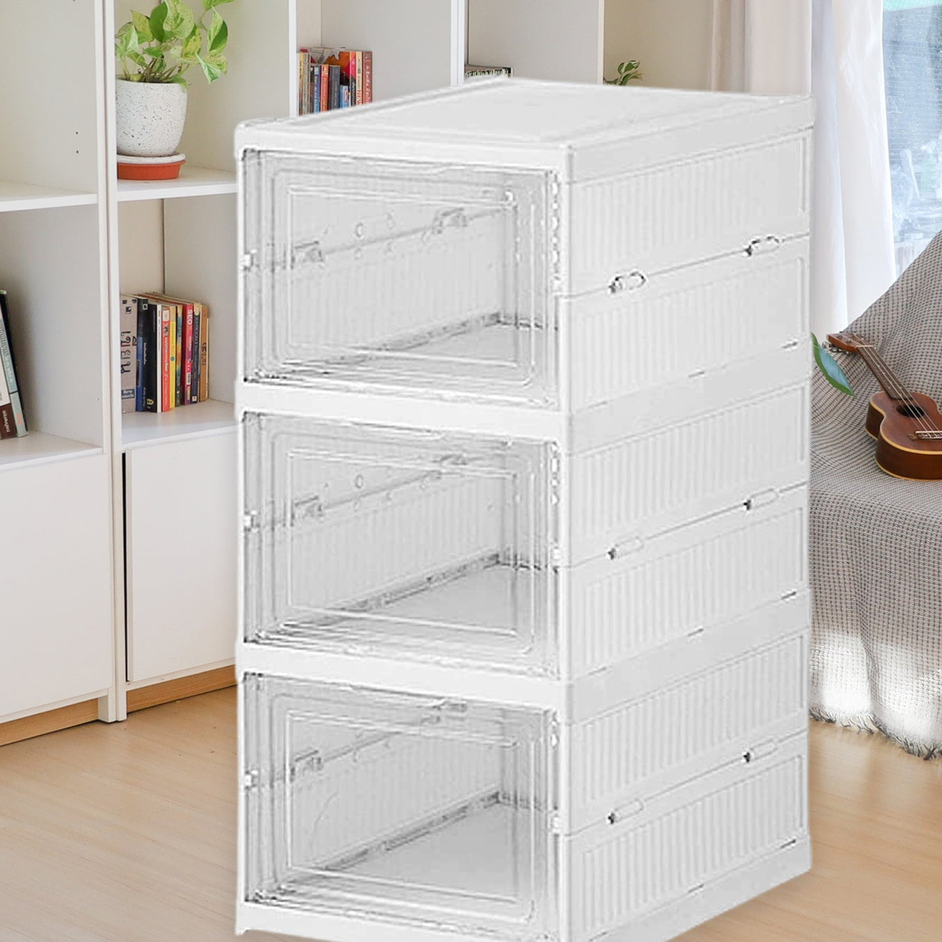 Stackable Multifunctional Storage For Clothes Foldable Drawer Shelf Basket Utility Cart Rack Storage Organizer Cart For Kitchen Pantry Closet Bedroom Bathroom Laundry (3 Layer 1 Pc) - Happy Price - Image 1