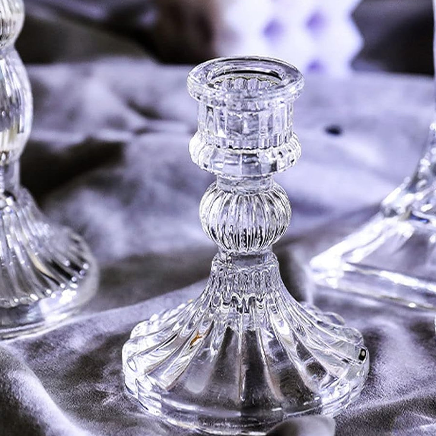 Crystal Glass Candle Holder Stand for Pillar & Taper Candles (1 Pc) - Happy Price - Image 3