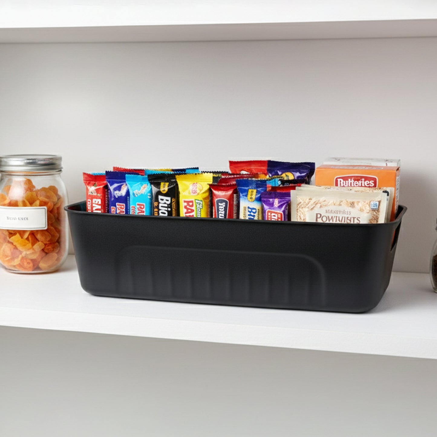 Set of 4 Black Plastic Storage Baskets with Handles - Happy Price - Image 3