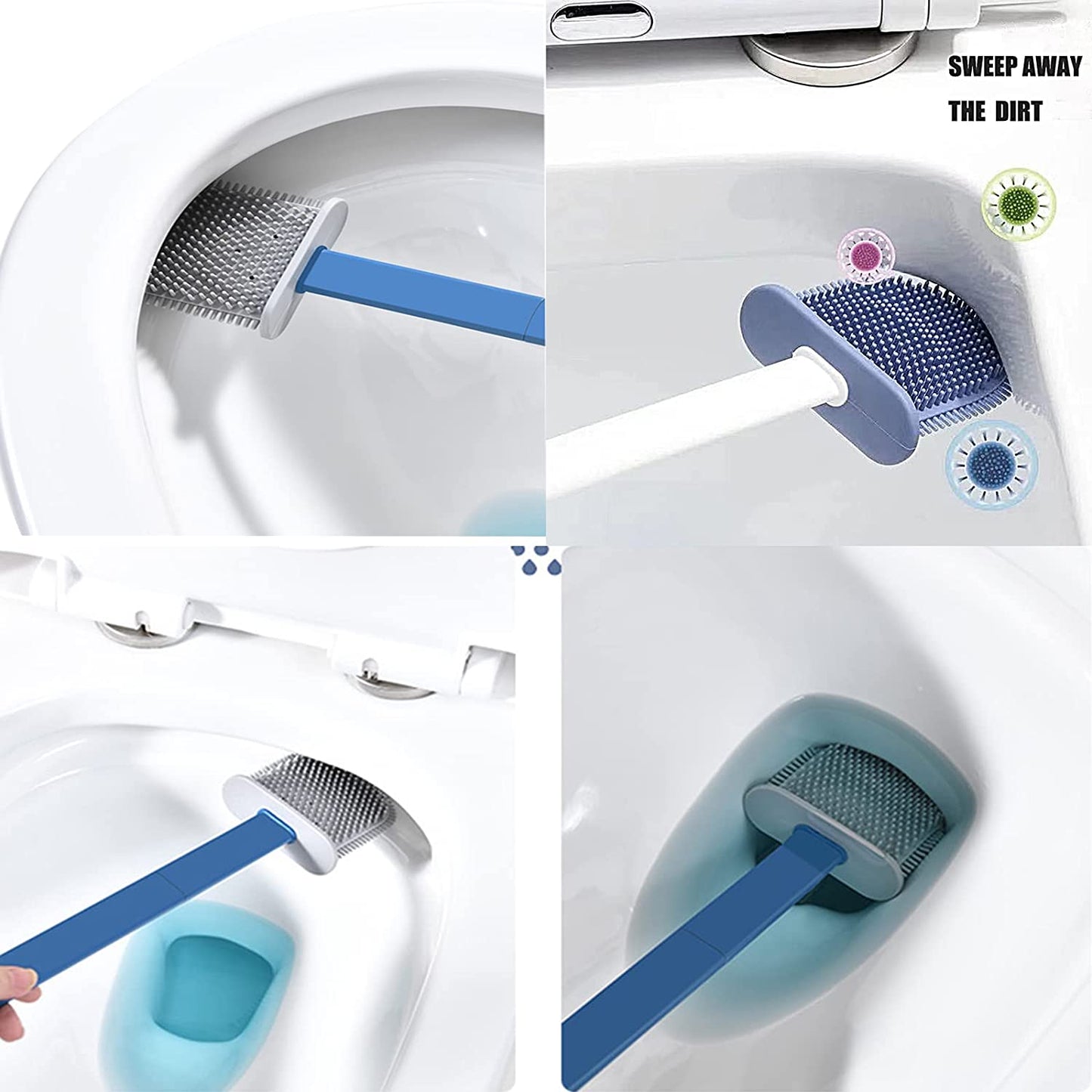 Silicone Toilet Brush Flexible Soft Bristle Brush With Quick Dry Holder Cleaning Brush For Toilet Accessories ( Without Sticker  Box ) - Happy Price - Image 2