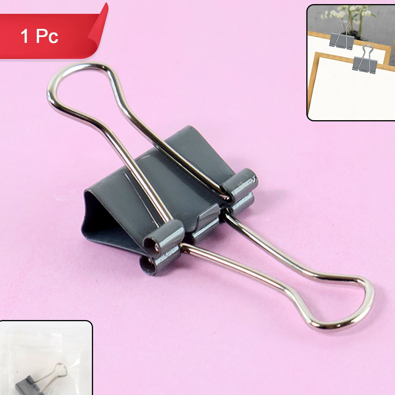 Durable Foldback Binder Clip - 1 Piece Metal Paper Clamp - Happy Price - Image 1
